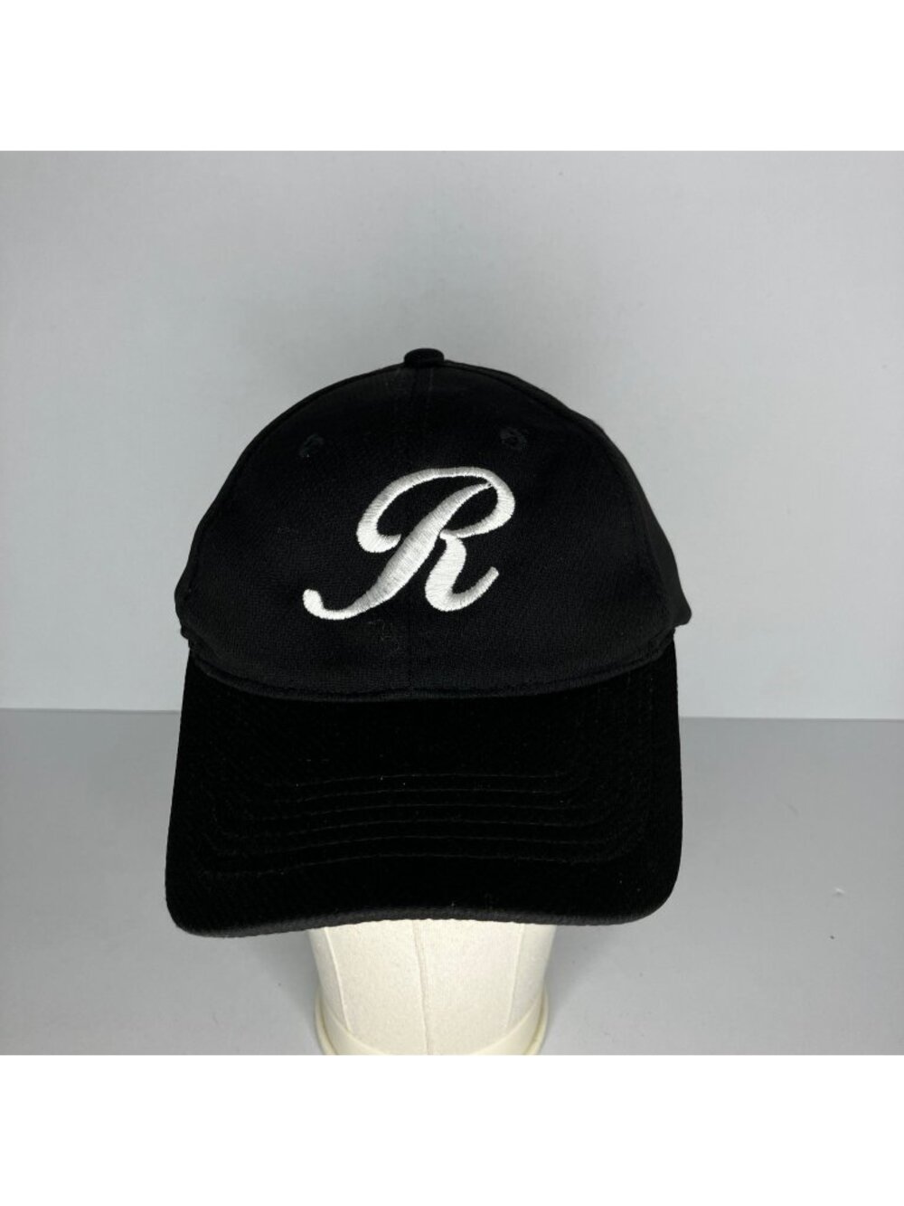 SPORT-TEK Baseball Cap Hat Men's Adjustable Black White Embroidered Script R